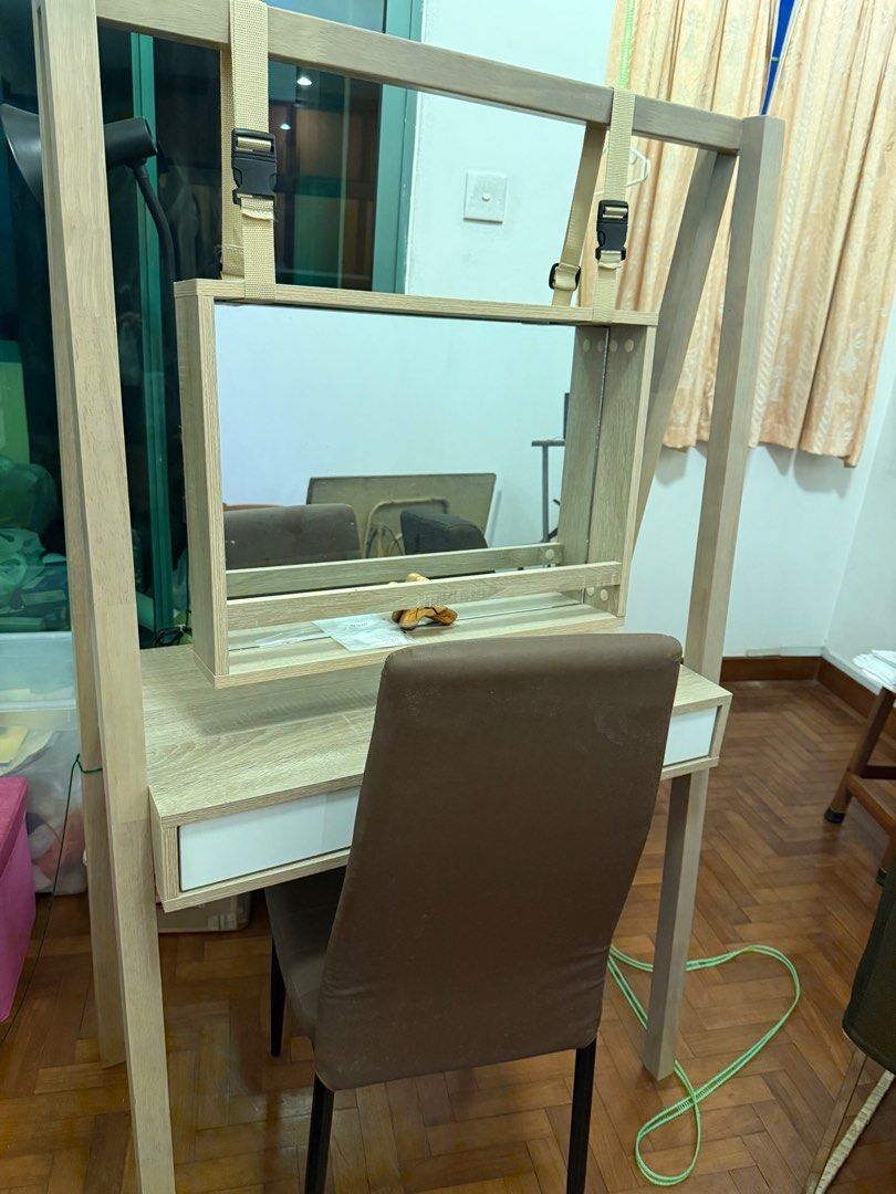 Computer Table (Category: Tables & Sets) located in Singapore. Submitted by impressiveness (Listing ID 1397963614, Image 2). Description: 1 PIANO and 6 FURNITURE FOR SALE: 1 Bed frame with blue mattress cover mattress and pillow (exactly like how it is in the picture) 2 Green Chaise sofa (exactly like how it is in the picture) 3 Greenish Old fashioned traditional table (exactly like how it is in the picture) 4 Brown stylish Modern mirror stand (e
