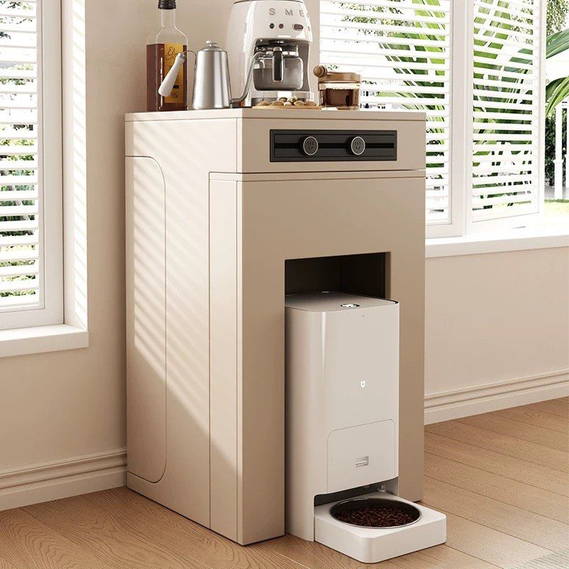 Extendable Dining Table (Category: Tables & Sets) located in Singapore. Submitted by rodeodrive (Listing ID 1397876008, Image 2). Description: - Stylish coffee station - Extendable table - Built-in storage compartment for chairs - Space for robot vacuum - Perfect for small spaces - Top surface for coffee machine and accessories - comes with 2 chargers - comes with 2 foldable chairs.
