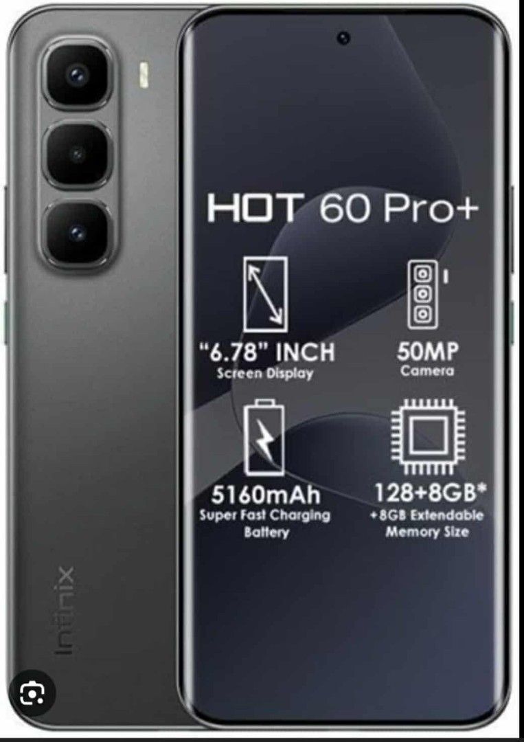 INFINIX HOT 60 PRO+ CELLPHONE (Category: Android Others) located in Manila. Submitted by edgarmacb61389 (Listing ID 1397954891, Image 1). Description: INFINIX HOT 60 PRO+ CELLPHONE ❗❗❗SALE❗❗❗ 💯%Brand new and Factory Sealed ✅NOTE:For Cash,Gcash,Card,COD,Bank Transfer Only ✅WITH OFFICIAL RECEIPT ⬛ MODEL: HOT 60 PRO+ PRICE: 9,499 UP TO 16GB+256GB STORAGE 🖋️ DISPLAY AND PERFORMANCE Size & Type: 6.78-inch LTPS AMOLED Resolution: 1.5K (1224 x 2720 pi