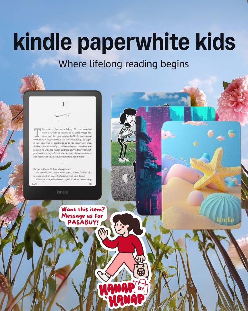 KINDLE Kids (Basic, Paperwhite, & Colorsoft) (Category: E-Readers) located in Taguig. Submitted by hanapbyhanap (Listing ID 1397872409, Image 3). Description: Amazon KINDLE KIDS (e-reader) – Pasabuy #hxh_pasabuy ✨️ Basic (Space Whale, Ocean Explorer, & Unicorn Valley cover) ✨️ Paperwhite (Starfish, Cyber City, & Diary of a Whimpy Kid cover) ✨️ Colorsoft (Fantasy River & Starlight Reading cover) Please see photos for the prices. 📦 Price includes 