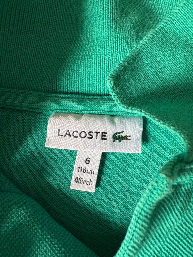 Lacoste Green Polo shirt (Category: Babies & Kids Fashion) located in Marikina City. Submitted by igmtsisters (Listing ID 1397827507, Image 2). Description: Lacoste Green Polo shirt Lightly used P480+SF‼️ 3rd photo is a 6yo for reference Marikina .