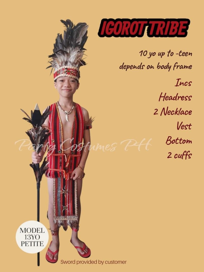 Lapu-Lapu katutubong kasuotan (Category: Babies & Kids Fashion) located in Candelaria. Submitted by mpm_42 (Listing ID 1397886616, Image 3). Description: Lapu-Lapu Rent fee 500+500 security deposit refundable with valid IGOROT RENT fee 400+300 security deposit refundable with valid id.