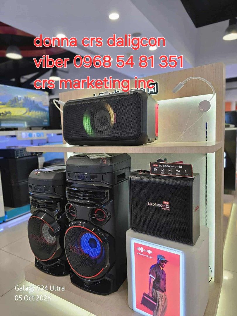 Lg BOOMBOX (Category: Soundbars, Speakers & Amplifiers) located in Manila. Submitted by donnasagao03665 (Listing ID 1397923918, Image 3). Description: 🟨 LG BOOMBOX SPEAKER RNC5 RNC7 RNC9 / LG XBOOM XL5S XL7S XL9T / LG STAGE301 LG BOUNCE LG GRAB 🟨 BOOMBOX RNC5 500W - 8,900 RNC7 700W - 13,600 RNC9 1000W - 18,300 XBOOM XL5S 200W - 13,800 XL7S 250W - 17,900 XL9T 1000W - 31,200 STAGE301 - 13,400 BOUNCE - 8,100 GRAB - 6,000 XL5T - 18,100 XL7T - 23,30
