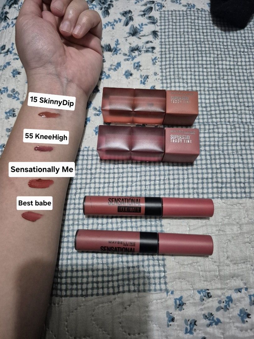 Lip tints (Maybelline and Pinkflash) (Category: Makeup) located in Caloocan City. Submitted by moonempath29 (Listing ID 1397932818, Image 3). Description: Selling my Maybelline Sensational Liquid Matte Lip Tints and pinkflash lip cream 😊 Only swatched once on arm and no longer used since Each is for Php 100 Rfs: Not my shade 😔 Mode of payment: Gcash, bank payment Shipping options: Lalamove, gogo xpress * Buyer can also use other shipping method