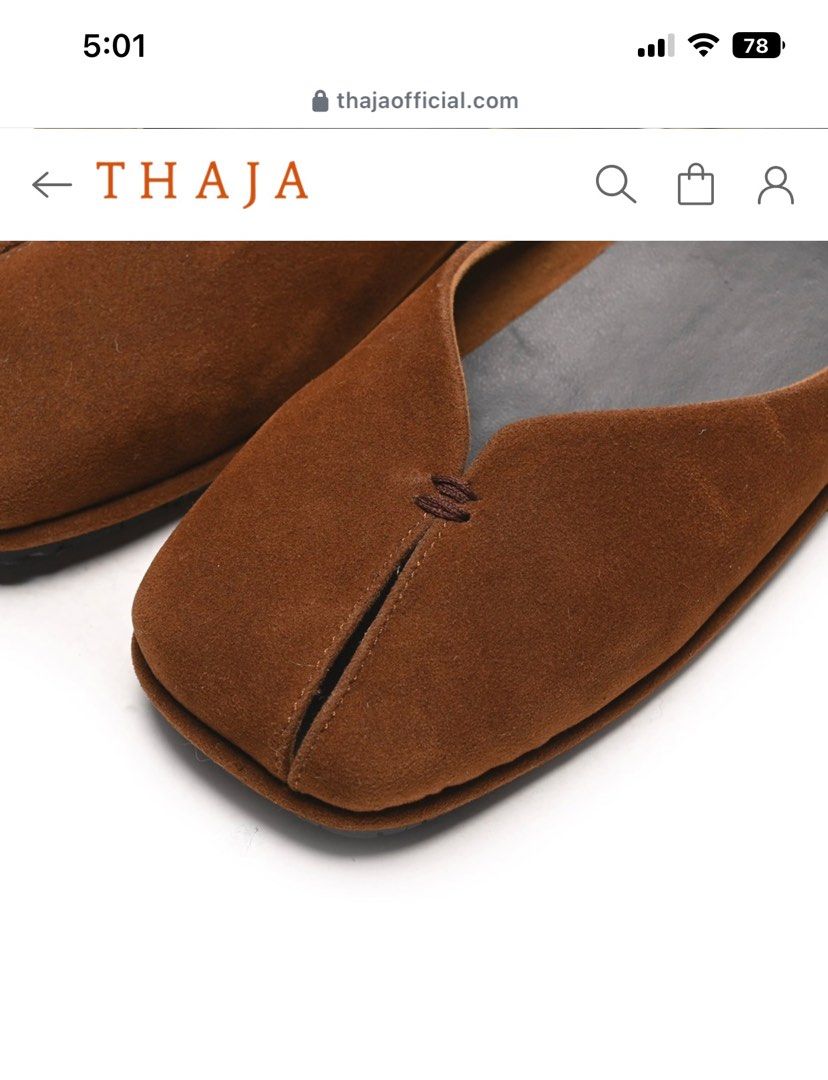 Thaja Foli Mules Brown (Category: Flats & Sandals) located in Angeles City. Submitted by hellobeev (Listing ID 1397870920, Image 3). Description: - Thaja Brown Foli Mules - Unique split detail on the upper - Made of suede and leather material - Paid 3k+ for this due to intl shipping - rfs: more into sandals now and its a bit big - 39 (25 cm inner footbed) - LAST PRICE.