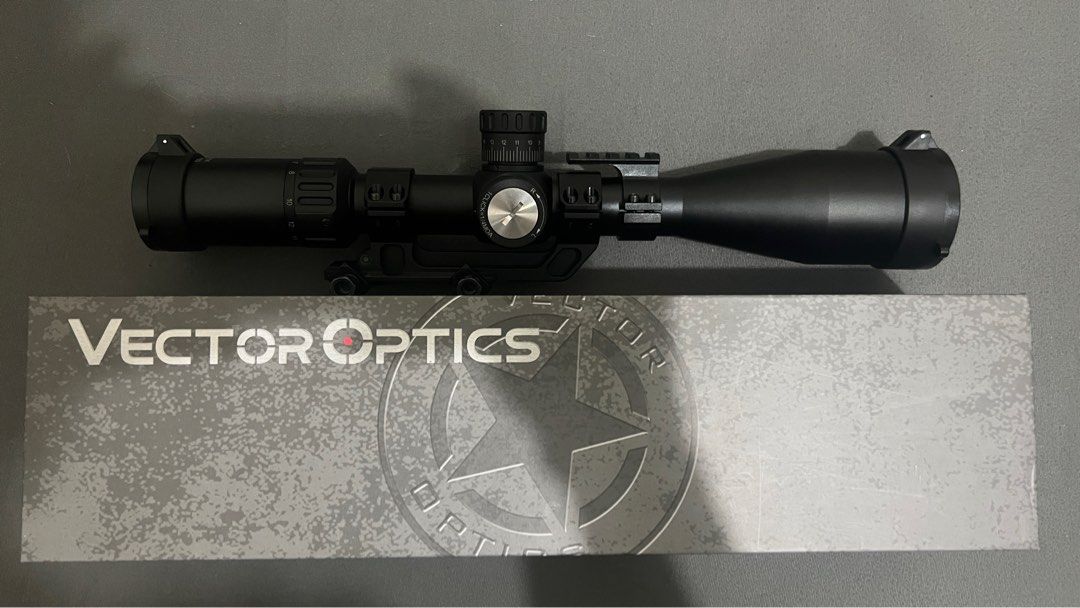 VECTOR OPTICS TOUREX 6-24X50 FFP (SCFF-19) Scope (Category: Combat Sports) located in Quezon City. Submitted by loisranulf02 (Listing ID 1397970509, Image 2). Description: VECTOR OPTICS TOUREX 6-24X50 FFP (SCFF-19) Scope Price: 15,000 negotiable Condition: Almost Brand New condition Inclusions: 1. one pair of 30mm picatinny scope rings 2. flip-up caps 3. Vector Optics SCACD-23 level 30mm One Piece MOUNT Cantilever ACD Mount BK (separate purchase,