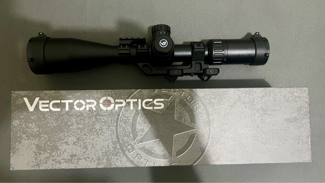 VECTOR OPTICS TOUREX 6-24X50 FFP (SCFF-19) Scope (Category: Combat Sports) located in Quezon City. Submitted by loisranulf02 (Listing ID 1397970509, Image 1). Description: VECTOR OPTICS TOUREX 6-24X50 FFP (SCFF-19) Scope Price: 15,000 negotiable Condition: Almost Brand New condition Inclusions: 1. one pair of 30mm picatinny scope rings 2. flip-up caps 3. Vector Optics SCACD-23 level 30mm One Piece MOUNT Cantilever ACD Mount BK (separate purchase,
