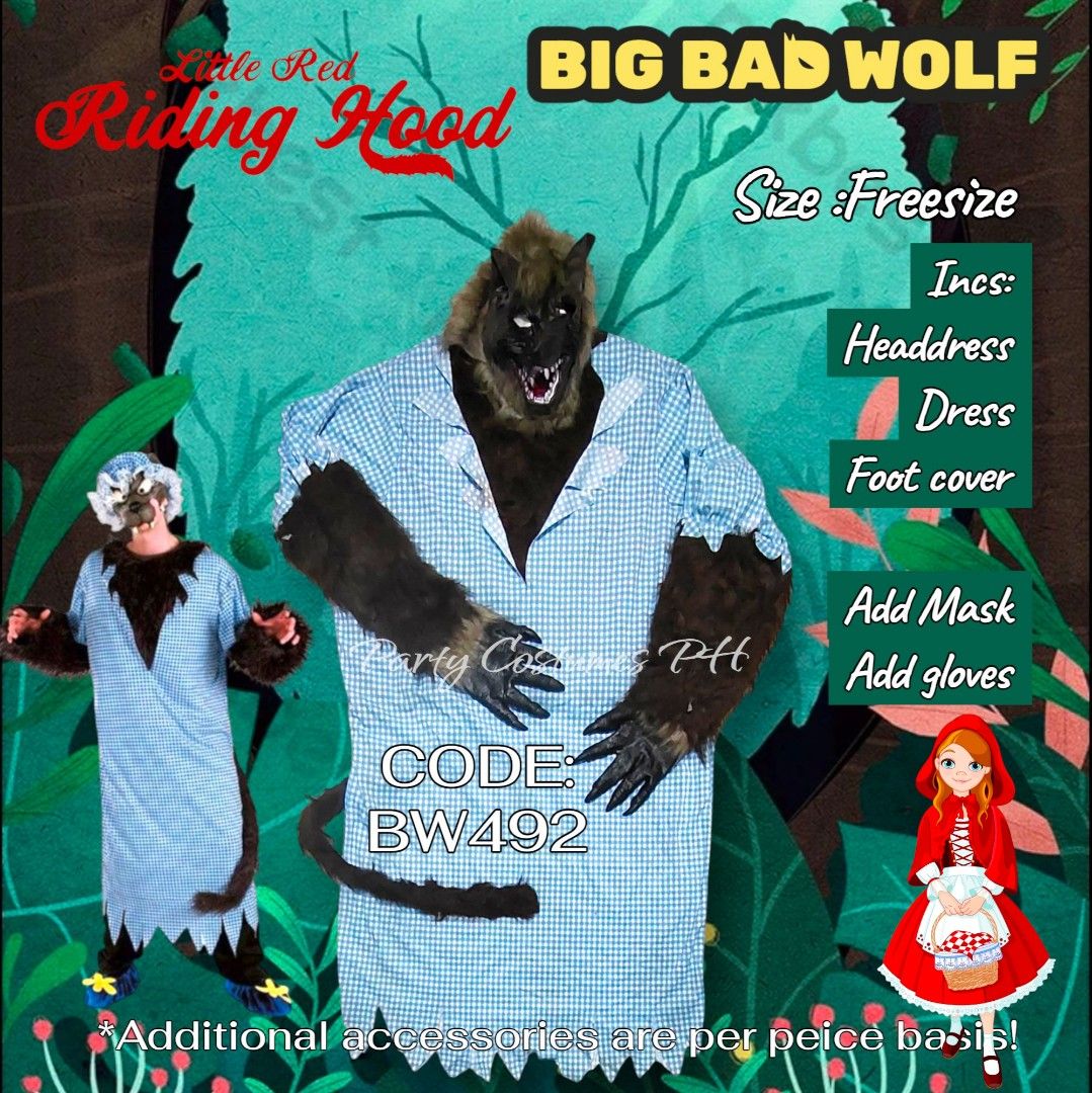 Wolf_big bad wolf Red ridinghood (Category: Sets & Coordinates) located in Candelaria. Submitted by mpm_42 (Listing ID 1397882657, Image 1). Description: size: FREESIZE TEEN-ADULT ✨✨✨✨✨✨✨✨✨ 🔆Rent fee 500🔆 + 500 Security deposit Refundable with valid id option 1 includes Headdress Dress foot cover ✨✨✨✨✨✨✨ 🔆Rent fee 700 🔆 + 500 Security deposit Refundable with valid id option 2 complete set🔆 ⭐includes Headdress mask Dress foot cover fox gloves