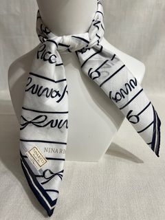 全新帶紙標 Nina Ricci 條紋蝴蝶結大方巾64200167271427110