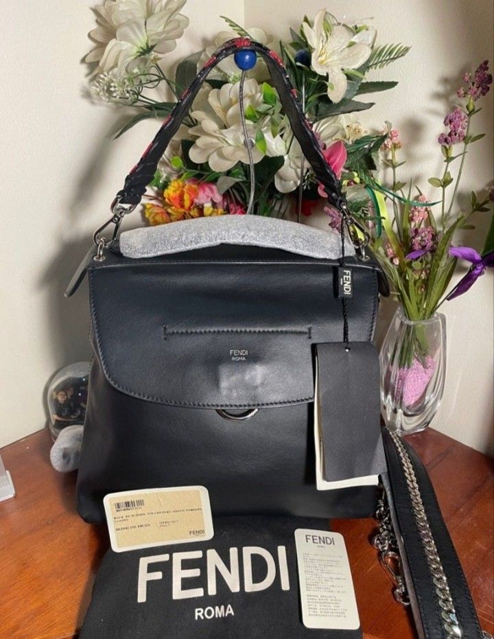 Authentic💯Fendi Black Leather Backpack Two Way bag (Category: Luxury Bags & Wallets) located in Tagum. Submitted by maryjanepradalux (Listing ID 1398086222, Image 1). Description: *Brandnew *With card & Dustbag *No Issue *Fendi *Money Back Guarantee if proven fake Pm for more details.