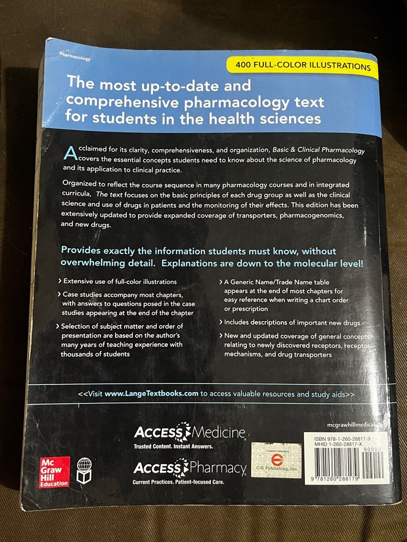 Basic & Clinical Pharmacology 14th Edition (Category: Textbooks) located in Binan City. Submitted by bidyorno (Listing ID 1398092452, Image 2). Description: - Basic & Clinical Pharmacology, 14th Edition - International edition.