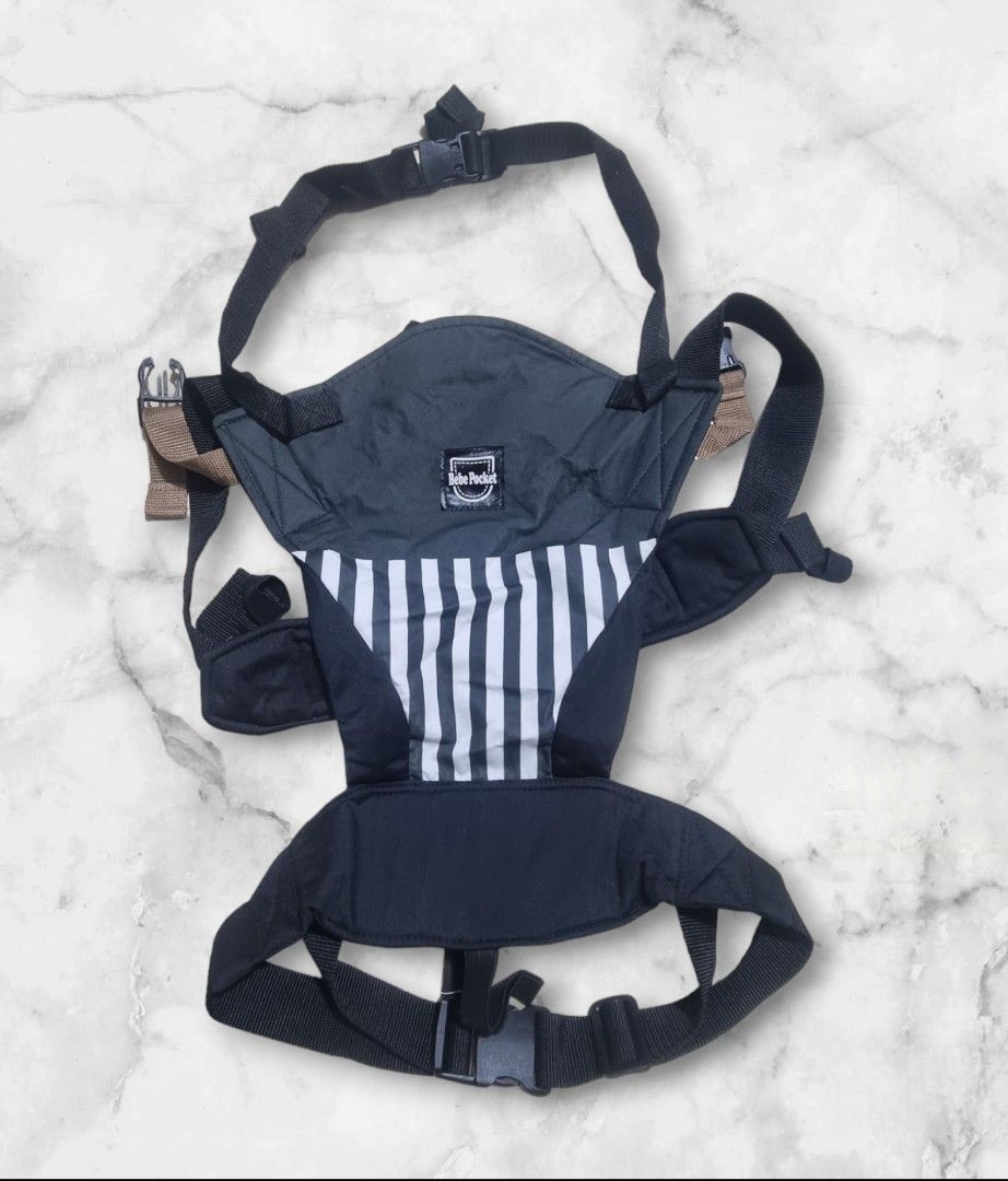 Bebe Pocket Baby Carrier (Category: Carriers & Slings) located in Marikina City. Submitted by andreah_16 (Listing ID 1397999165, Image 2). Description: - Bebe Pocket baby carrier - Black and white striped design - Adjustable straps and buckles - Secure fit - Comfortable for baby.