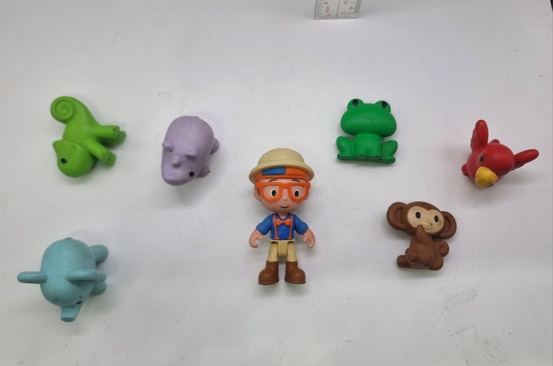 Blippi and Friends Toy Figures Set (Category: Kids Toys) located in Marikina City. Submitted by andreah_16 (Listing ID 1398082902, Image 2). Description: - Includes a Blippi figure and animal figures. - Animal figures: elephant, chameleon, hippo, frog, monkey, and bird. - Colorful and perfect for imaginative play. - Small size, easy for little hands to hold..