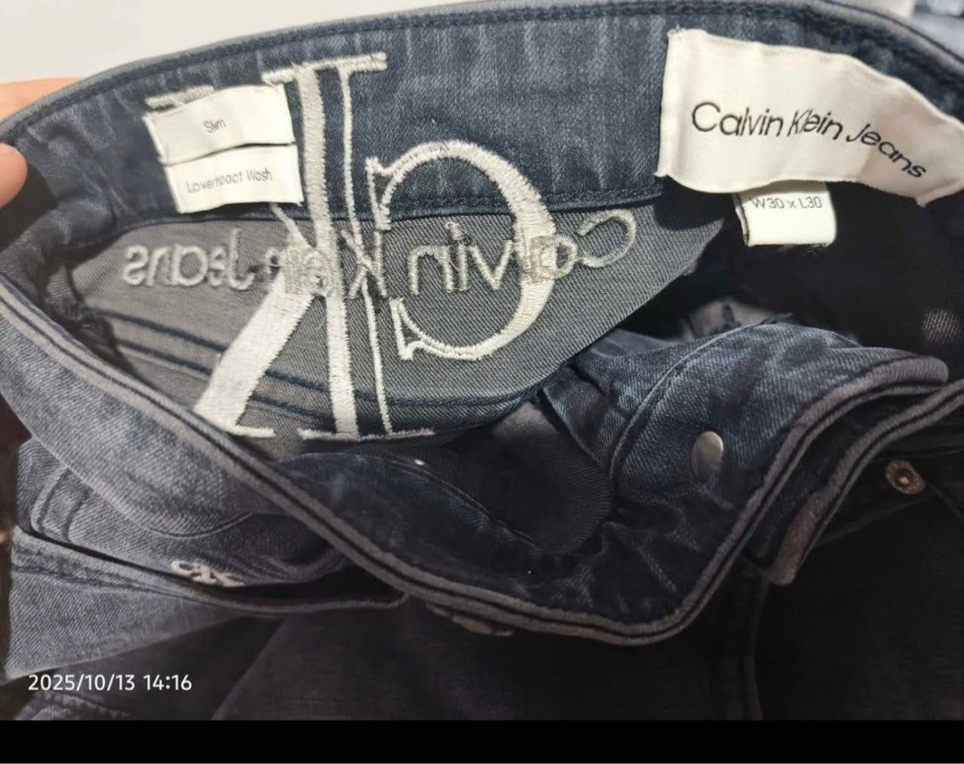 Calvin Klein Jeans Slim Fit (Category: Jeans) located in Bacolod City. Submitted by blackwidow28 (Listing ID 1398040777, Image 2). Description: - Dark grey Calvin Klein Jeans - Slim fit, low rise - Size: W30 x L30 - Features CK logo - Classic five-pocket design - Button and zipper closure Good as New used Once!.