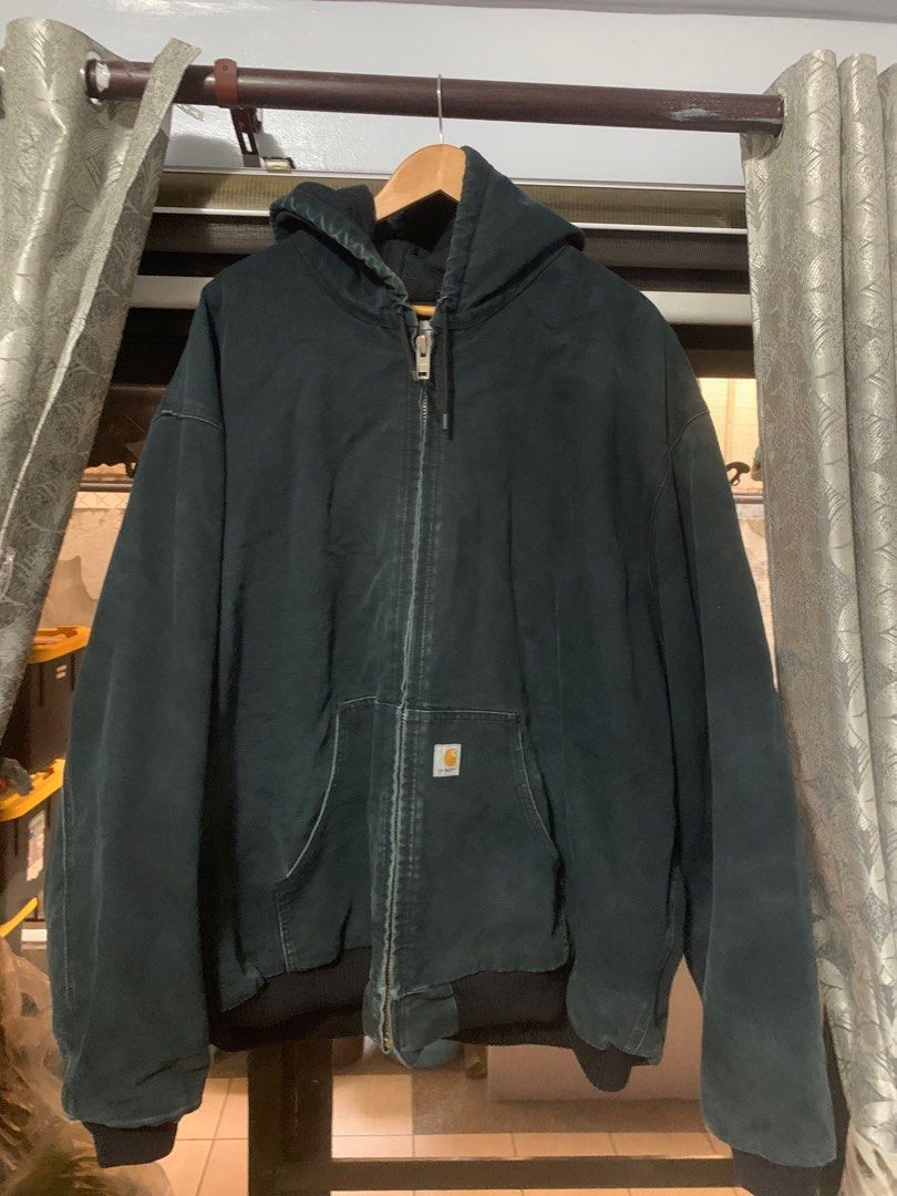 Carhartt active jacket (Category: Activewear) located in Quezon City. Submitted by djrakrakantodamax (Listing ID 1397979760, Image 2). Description: Steal 2xl 28x31 dimes Swag fades and distressing Black but had a blue hue to fading.