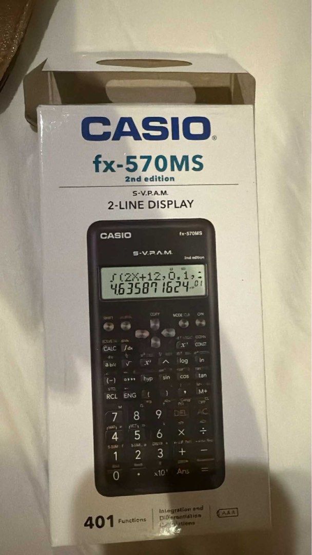 Casio fx-570MS (Second Edition) Scientific Calculator (Category: Other Gadgets) located in Caloocan City. Submitted by mieldlsryes_ (Listing ID 1398086977, Image 1). Description: Casio fx-570MS (Second Edition) Scientific Calculator ✅ brand new ✅ never been used ✅price is still negotiable Location: Vertis North, Quezon City Mode of payment: Gcash/Bank Transfer Delivery via lalamove.