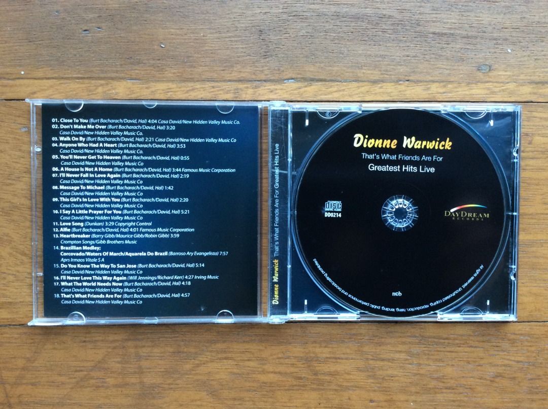 Dionne Warwick Greatest Hits - CD (Category: CDs & DVDs) located in Silang. Submitted by lorenzo0000 (Listing ID 1398073353, Image 3). Description: Dionne Warwick Greatest Hits - CD In New Condition.