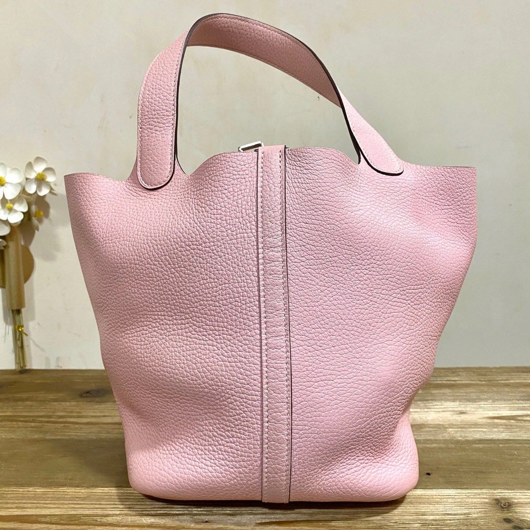 Hermes Picotin 22 Rose Sakura SHW (Category: Luxury Bags & Wallets) located in Quezon City. Submitted by __12345 (Listing ID 1398039600, Image 2). Description: Hard to find and one of the most sought after colors 💗 - Preorder (2 weeks eta) - 9/10 good condition - Stamp X - Includes dustbag, lock & key, and entrupy - Available for meet ups/delivery - Detailed photos available upon request - Guaranteed authentic or money back! Open to sourcing req