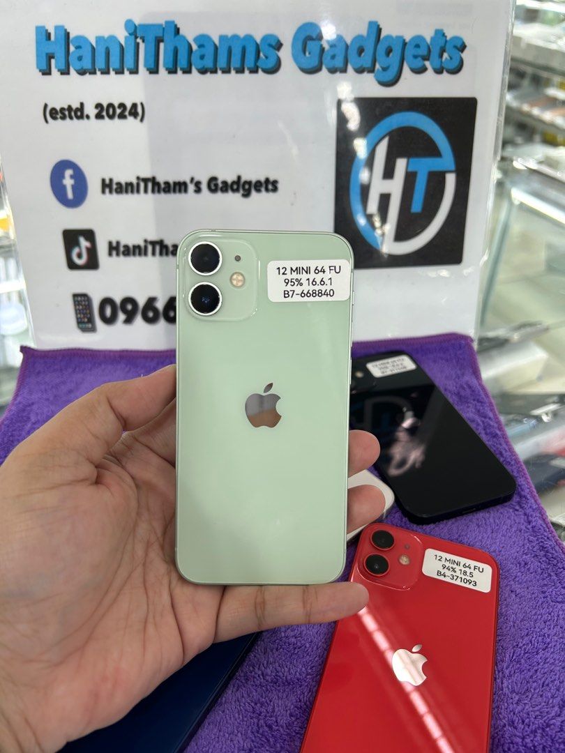 Iphone 12 mini 64gb (Category: iPhone 12 Series) located in San Juan City. Submitted by nunte2249224 (Listing ID 1398008161, Image 3). Description: Iphone 12 mini 64gb Battery health - 90% pataas Colors - white red blue black green Openline No history of repair No hidden issues Free 3u tools Unli checking and unli reset Face id and true tone working 100% legit MOP: -cash -gcash -ggives and spaylater (with 6% interest) -credit card -bank transfer 
