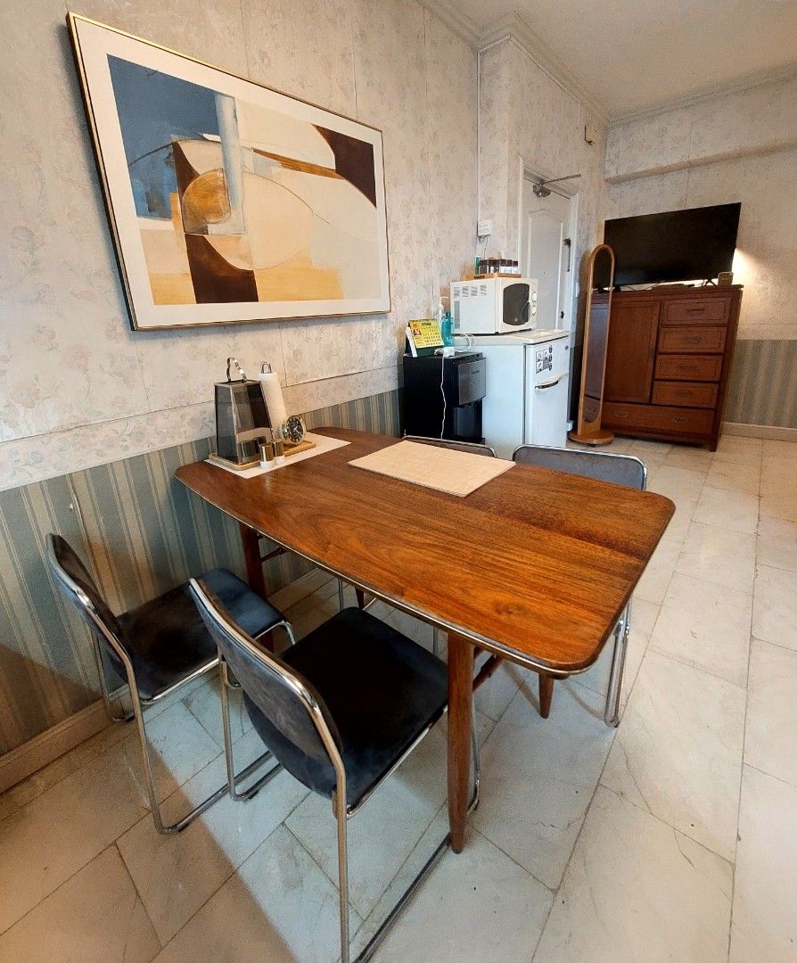 Mid Century Danish Solid Wood Dining Table 4-6 seater (Category: Tables & Sets) located in Quezon City. Submitted by every2nd_counts (Listing ID 1398037556, Image 1). Description: -RUSH, move out sale -Mid Century Danish Solid Wood Dining Table -Timeless, durable, minimalist design focused on beauty & functionality -Solid Wood Pencil Type Legs (vintage look) -Comfortable seating, versatile size -Dimensions 54 x 30 x 31 inches (L-W-H) - 18,000 Din