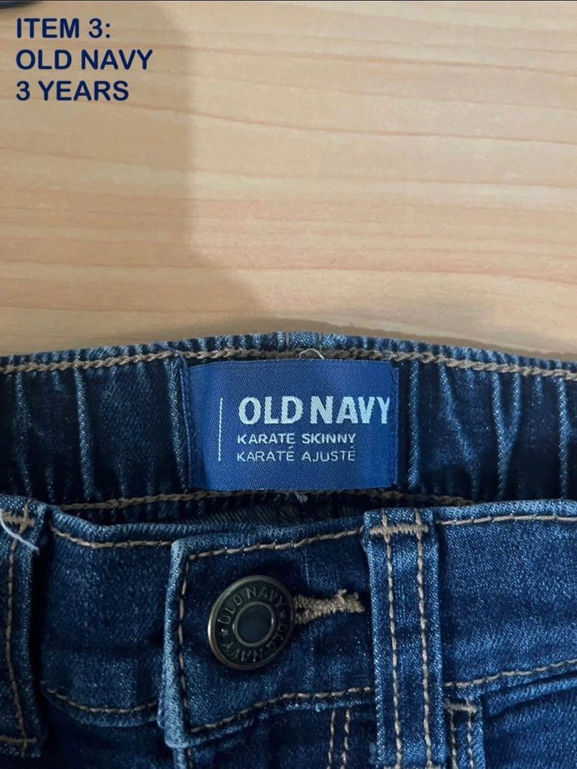 Old Navy Denim Pants for Toddler / 3 Years (Category: Babies & Kids Fashion) located in Pasig City. Submitted by mccm_09 (Listing ID 1398005313, Image 2). Description: - Karate Skinny Denim Jeans - Size: 3 years - Color: Dark Blue Wash.