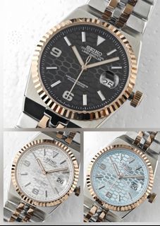 ❮Custom❯ Seiko mod 💖Rose Gold with Silver Accents💖 Seiko NH35 Mechanical Movement 40mm 904L Stainless Steel Bracelet Includes Premium Watch Box / Spring Bar Tool / Flathead Screwdriver64216419338881110