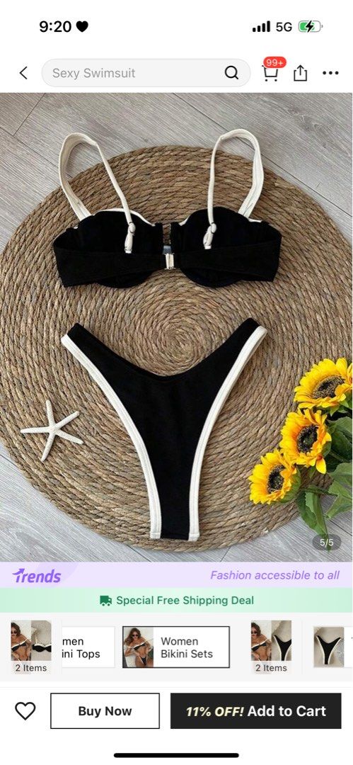 Shein bikini in black and white (Category: Bikinis & Swimsuits) located in Marikina City. Submitted by n.parrel (Listing ID 1398109687, Image 2). Description: Size medium. Not yet used.