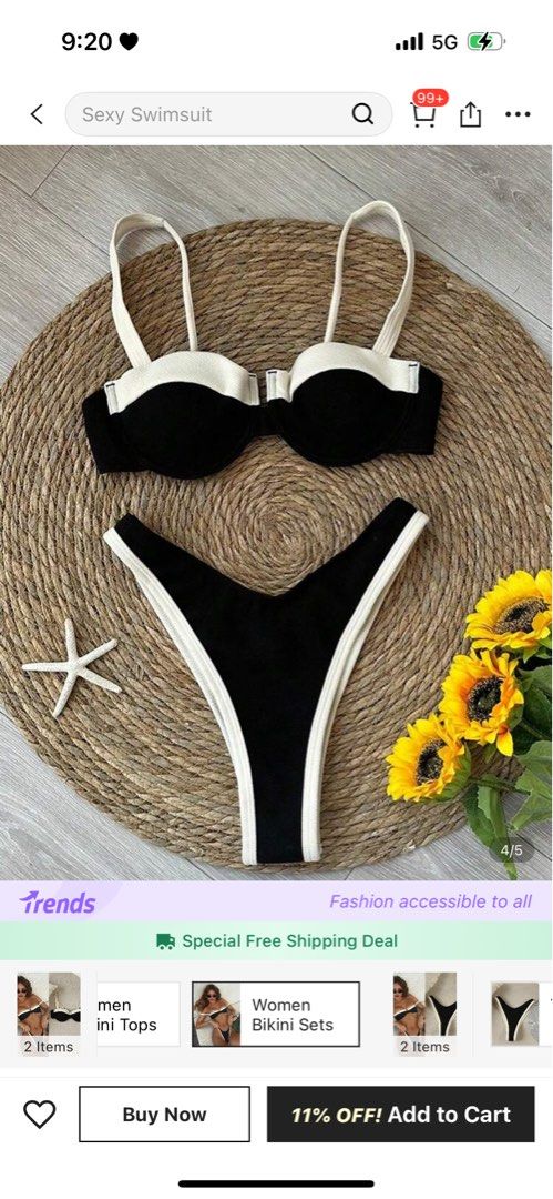 Shein bikini in black and white (Category: Bikinis & Swimsuits) located in Marikina City. Submitted by n.parrel (Listing ID 1398109687, Image 1). Description: Size medium. Not yet used.
