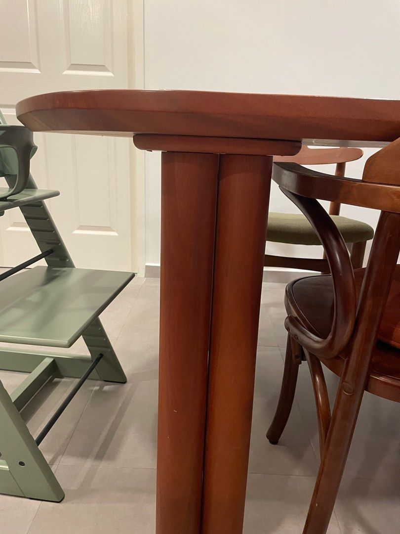 Solid Wood Dining Table (Category: Tables & Sets) located in Singapore. Submitted by oldisthenewgold (Listing ID 1396701314, Image 2). Description: - customised Solid wood dining table 2.1m length, 0.96m width - Unique natural wood grain mahogany wood - Ideal for family meals and entertaining - A stunning centerpiece.