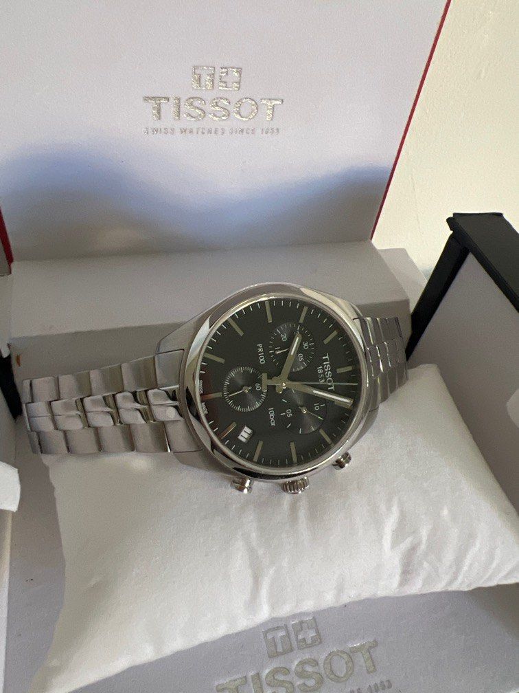 Tissot PR 100 Chronograph (Category: Luxury Watches) located in Las Pinas. Submitted by gaeley (Listing ID 1397987568, Image 2). Description: see details ... no extra link fits size 7-8 wrist.