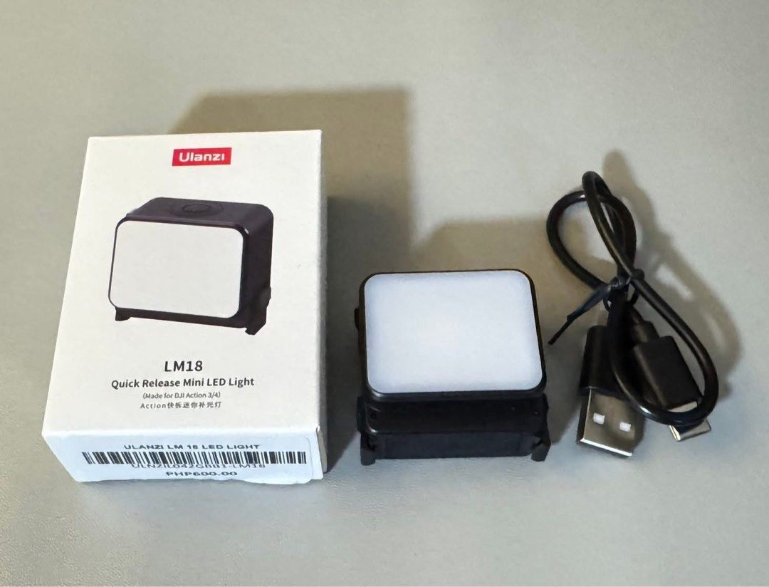 Ulanzi Quick Release LED light for DJI OSMO ACTION 4,5 or Go Pro (Category: Camera Bags & Carriers) located in Rizal. Submitted by TataKimKpopShop (Listing ID 1398157718, Image 1). Description: Ulanzi Quick Release LED light for DJI OSMO ACTION 4,5 or Go Pro Brand new Used only for unboxing video.