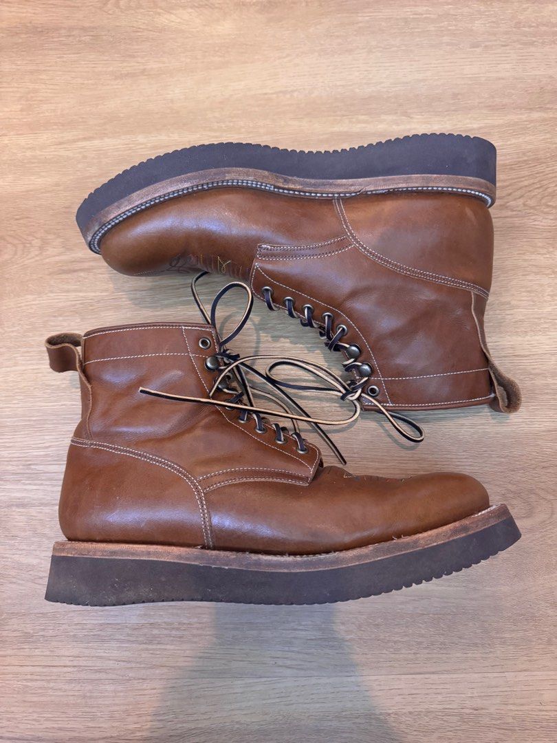 Unmarked Western Work Boots (Category: Boots) located in Pasig City. Submitted by rexthrift80292 (Listing ID 1398140584, Image 1). Description: Size 9.5, fits True to Boot Size Olive chromexcel Western boot design with "Toe-bug" pattern on the toe Vibram black rubber soles Handmade in Leon, Mexico Double-row stitchdown construction.