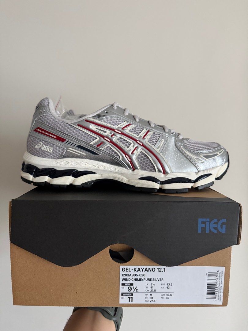 [US 9.5] Ronnie Fieg for ASICS GEL-KAYANO® 12.1 - Wind Chime / Pure Silver (Category: Sneakers) located in Singapore. Submitted by frag. (Listing ID 1396841840, Image 1). Description: WTS Ronnie Fieg for ASICS GEL-KAYANO® 12.1 - Wind Chime / Pure Silver BNDS US 9.5 $300 Pair in transit. All items comes with OG box and spare laces (if any) and 💯 authentic. Price is negotiable for fast deal but please don’t lowball. PM is 🔑 should you require fur