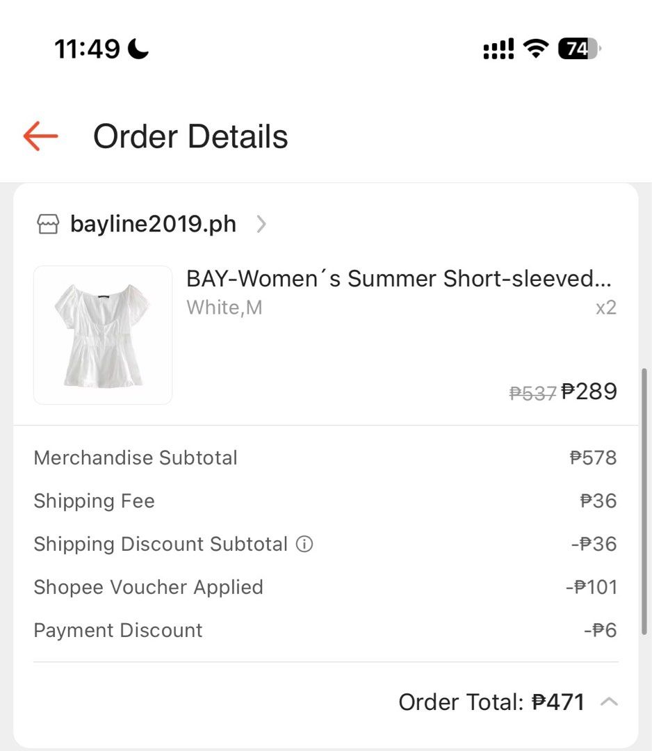 white short sleeved summer blouse (Category: Blouses) located in Quezon City. Submitted by 003ryu (Listing ID 1398137170, Image 2). Description: size: M - brand new, still has packaging (the one i’m selling has never been opened) - note: this is see through so you need to wear inner - rfs: didn’t notice that i purchased 2 😅 - Original price: ₱289 MOP: gcash/bpi/bdo MOD: same day delivery only (lalamove/grab/etc) helping tags summer coquette cari