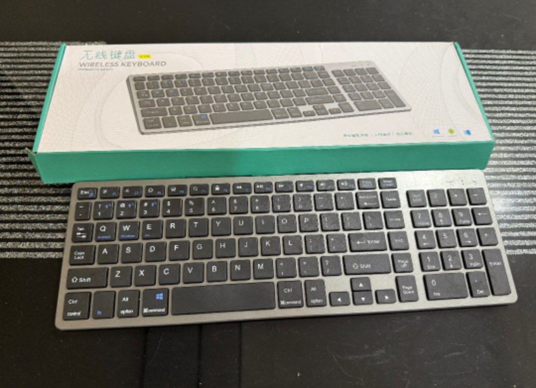 Wireless Keyboard with Numeric Keypad Goojodoq Keyboard (Category: Computer Keyboard) located in Manila. Submitted by zapglnwn (Listing ID 1398155544, Image 1). Description: - Full-size wireless keyboard - Features a numeric keypad - Sleek silver finish - Includes a protective cover - Comes with original packaging - Standard layout with Windows key Goojodoq Wireless Bluetooth Keyboard and Mouse for Laptop keyboard for Android Phone.