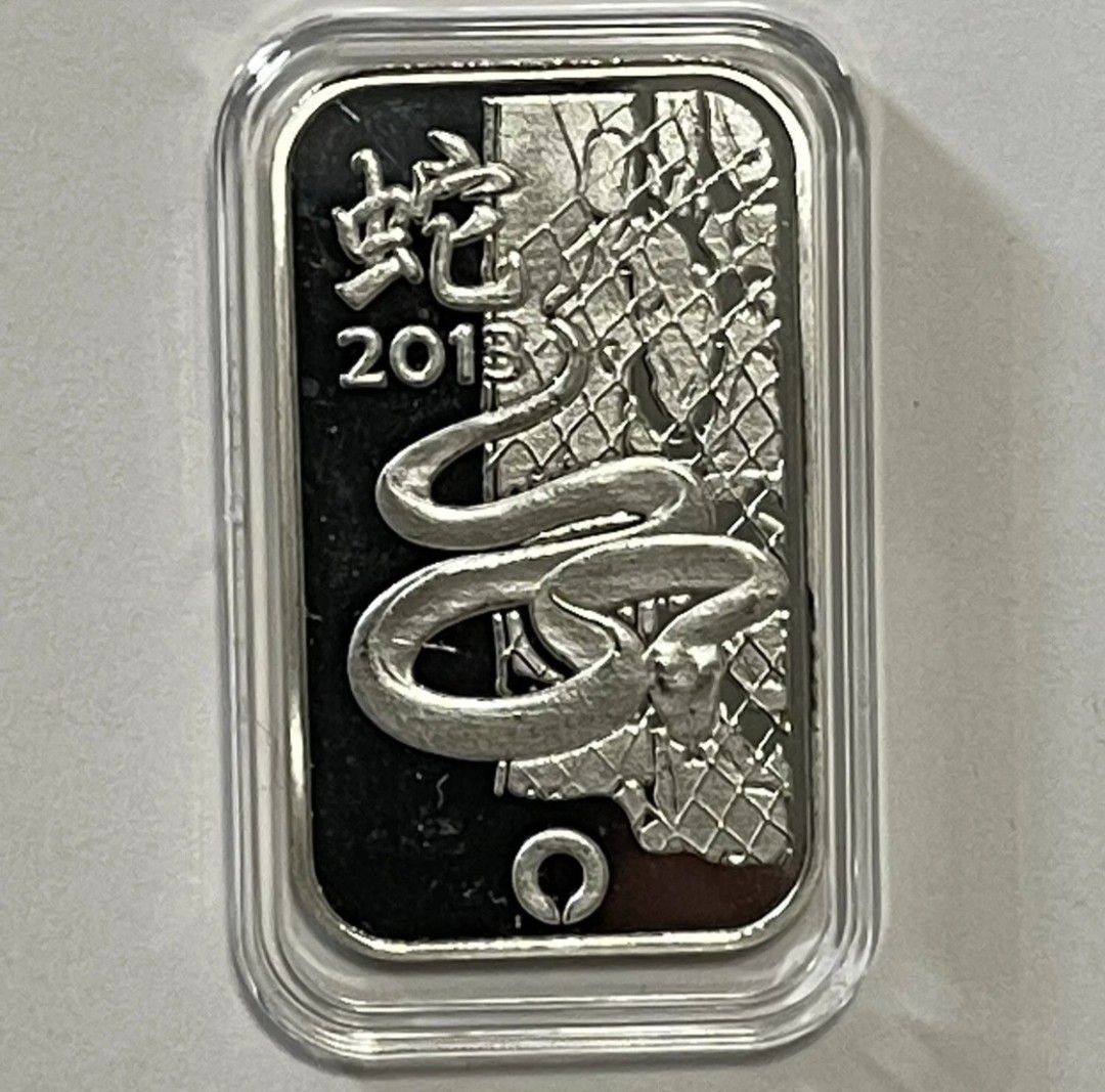 2013 Silver Snake Bar Rand Refinery LBMA 1oz 9999 Pure Silver Ag CHEAPEST (Category: Currency) located in Singapore. Submitted by twsp_ (Listing ID 1397814270, Image 1). Description: 2013 Rand Refinery Silver Year of the Snake Bar 1Oz Pure Silver LBMA Certified Refinery Good for Collection or Investment CHEAPEST ON MARKET, fixed price PM for more info Tracked Postage available for additional $3.