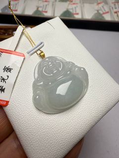 緬甸A貨翡翠佛公 糯化種 18k金扣頭-香港門市批發 保A包真64214999191041110