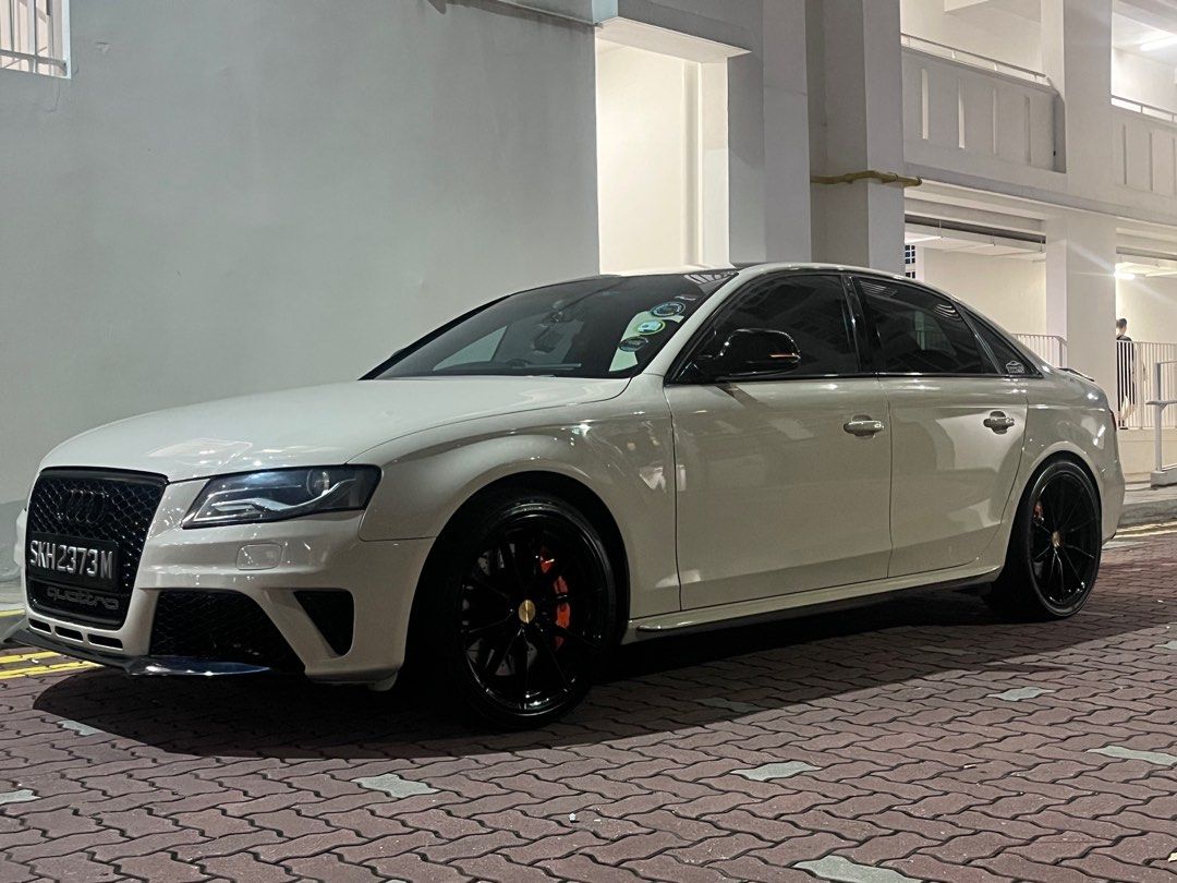 Audi A4 1.8 TFSI Multitronic Ambition (A) (Category: Used Cars) located in Singapore. Submitted by yim07 (Listing ID 1241023484, Image 3). Description: - Engine Overhaul (c/w picture and receipt) - Wear and tear all replace - 6 pot bbk - Stage 1+ - forge rim and 19inch tyre - Strut Bar - SAGC racing coilover - Waterpump replaced - Blow off valve - Android head unit c/w 4g - Interior leather in min condition - New spray work - Car in min condition