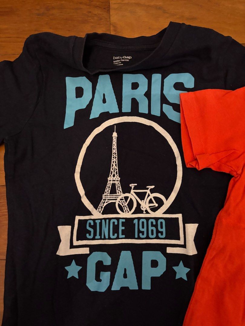 Authentic GAP (Category: Babies & Kids Fashion) located in Singapore. Submitted by lene11 (Listing ID 1398284759, Image 2). Description: Authentic GAP tops for boy from USA Lightly worn, great condition 1/ red one size 4 years old (worn 5-6x only) 2/ black one size 5 years old (worn 5-6x only) $10 for both with free normal mailing, not responsible of missing mail $8 for both, self collect at Novena, 5 mins walking from Novena MRT No return, no re