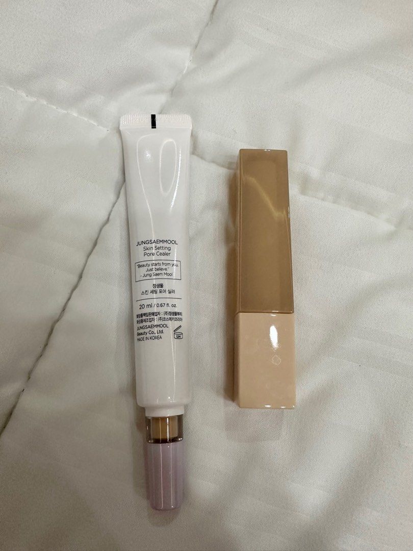 Jung Saem Mool Pore Cealer (primer) + Concealer (Category: Makeup) located in Manila. Submitted by angeladeclutters (Listing ID 1398245218, Image 2). Description: Selling low! ❤️ Bought from Korea! Jung Saem Mool Skin Setting Pore Cealer (feels like benefit porefessional) - used twice only! Expiry - 04/28/2027 Jung Saem Mool Conealer in Light - used thrice only! Expiry - 05/10/2027 Rfs: Decluttering (too much makeup) Helping Tags Mac Bobbi Brown 