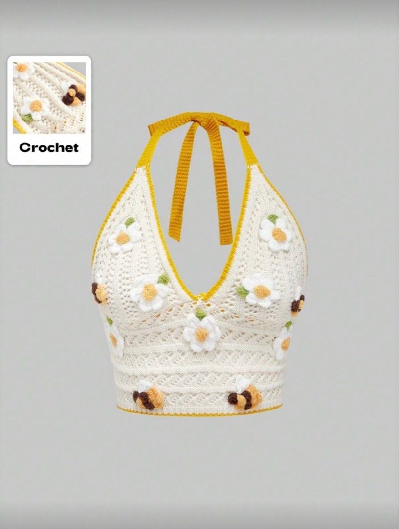 Crochet Floral Daisy & Bumblebee Halter Crop Top (Category: Bikinis & Swimsuits) located in Cavite. Submitted by bellabella2023 (Listing ID 1398168221, Image 1). Description: .
