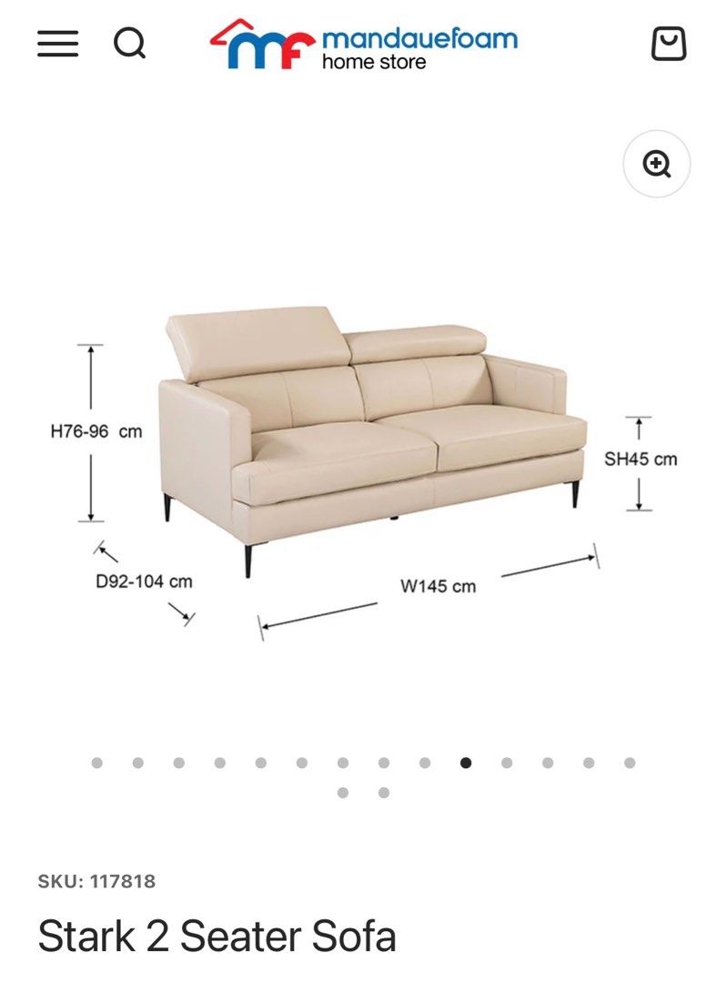 Mandaue Foam Stark 2 Seater Sofa (Category: Sofas) located in Taguig. Submitted by minimomlist (Listing ID 1398263528, Image 1). Description: TAKE AS IS Used for a year only Bought for 38k at Mandaue foam Selling for 21k See posted pics for flaws, current color due to usage, stains, minor but unnoticeable cracks .