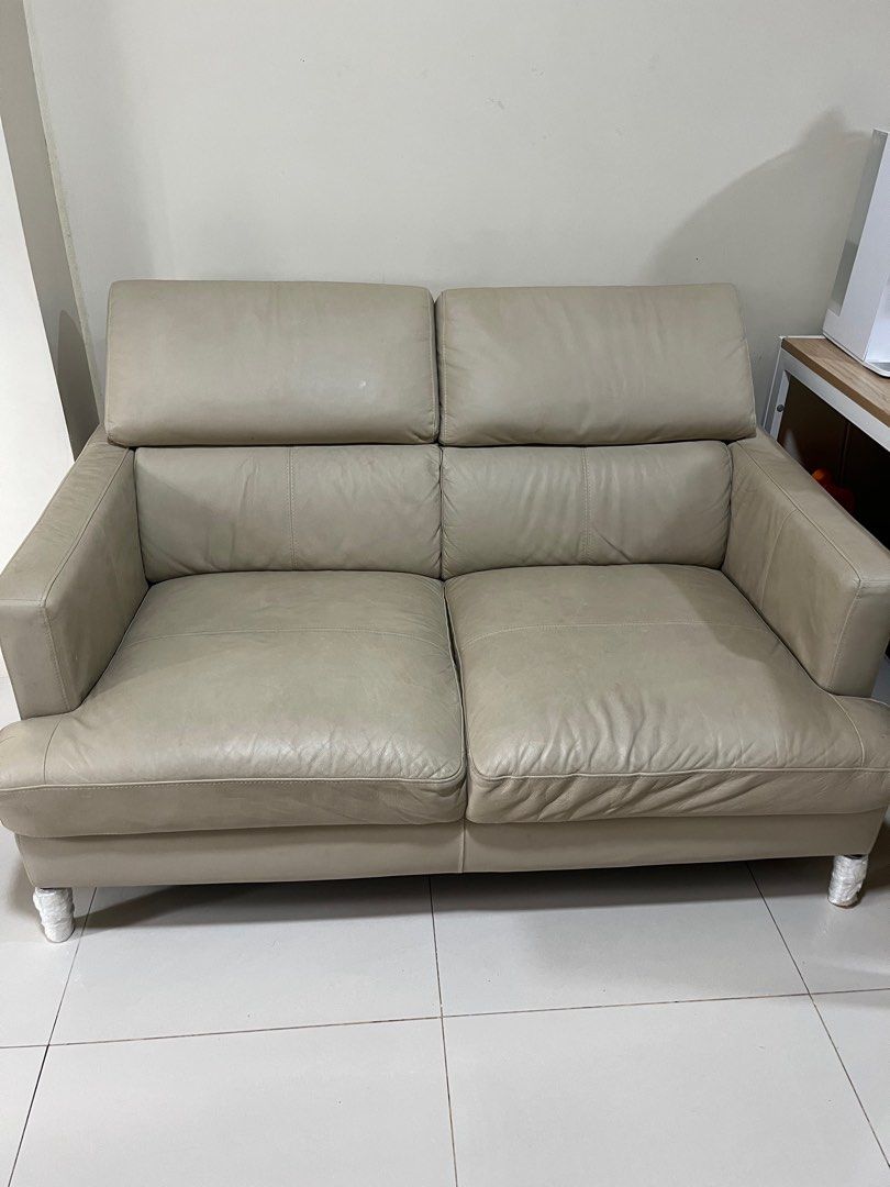 Mandaue Foam Stark 2 Seater Sofa (Category: Sofas) located in Taguig. Submitted by minimomlist (Listing ID 1398263528, Image 3). Description: TAKE AS IS Used for a year only Bought for 38k at Mandaue foam Selling for 21k See posted pics for flaws, current color due to usage, stains, minor but unnoticeable cracks .