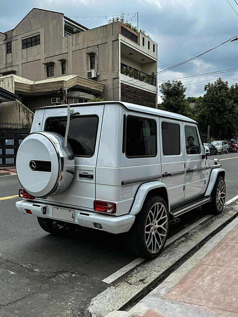 Mercedes-Benz G-Class AMG Auto (Category: Used Cars) located in Manila. Submitted by quality_cars (Listing ID 1398221404, Image 3). Description: FOR SALE‼️ 2016 Mercedez Benz G-Class AMG All stock original Setup -Stock 5.5-Liter twin turbo V8 Gas -All Wheel Drive -Original 16k mileage -7 speed automatic transmission Honest issue: naka wrap siya ng white, original color is blue, and still has the original blue color underneath. Can be remove profe