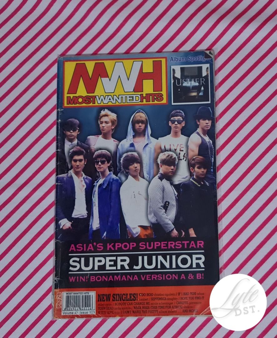 MOST WANTED HITS SONG MAGAZINES BUNDLE (SUPER JUNIOR) (Category: Magazines) located in Balanga. Submitted by lyte.d (Listing ID 1341080651, Image 2). Description: MWH SONG MAGAZINES 2PCS (SUPER JUNIOR) BUNDLE FOR 180 *These are preloved. Please manage your expectations. Thank You Kindly PM me for more details and photos. MOD: J&T Regular Only (SF will be shoulder by Buyers) MOP: GCASH only (PAYO) STRICTLY NO RETURN. NO EXCHANGE LOCATION: BATAAN..