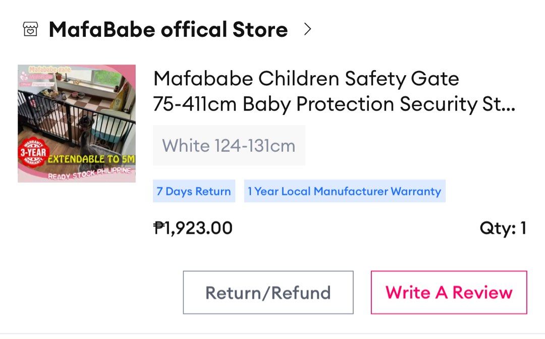 Safety Gate for kids and pets (Category: Safety Gates, Locks & Protectors) located in Manila. Submitted by maxinezaf (Listing ID 1398220140, Image 1). Description: .