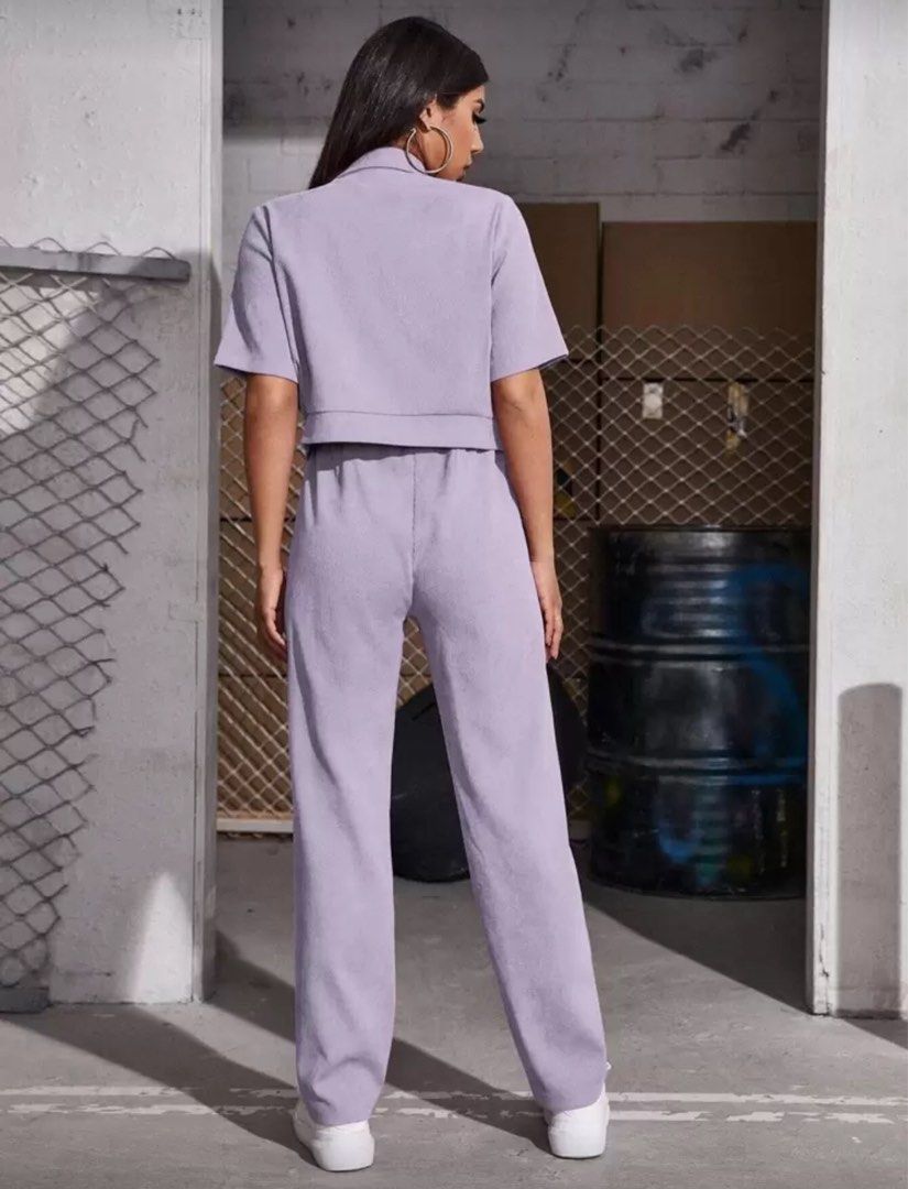 SHEIN Short Sleeve Top and Pants Set (Category: Sets or Coordinates) located in Calumpit. Submitted by declutterwithajm (Listing ID 1398317810, Image 3). Description: - SOLD AS A SET - Size Medium - Corduroy fabric - Worn once only .