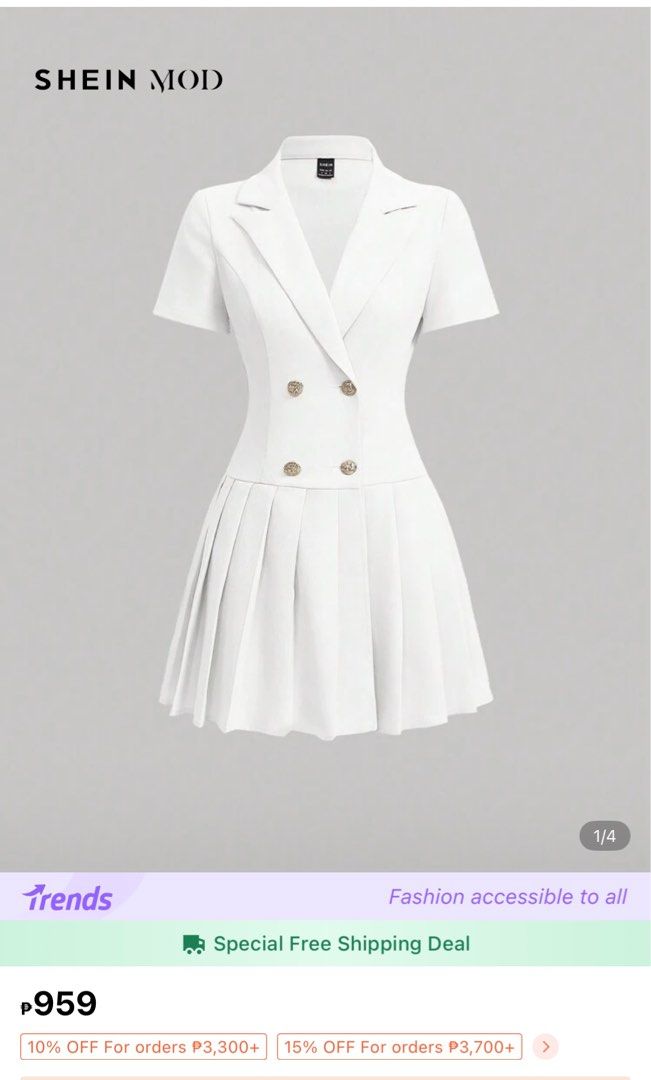 Civil wedding white dress (Category: Dresses) located in Manila. Submitted by lycspreloved (Listing ID 1398253387, Image 1). Description: Shein Large White Dress •used once wala pang 5 mins •bought it for almost 1k •no flaws. like brand new.