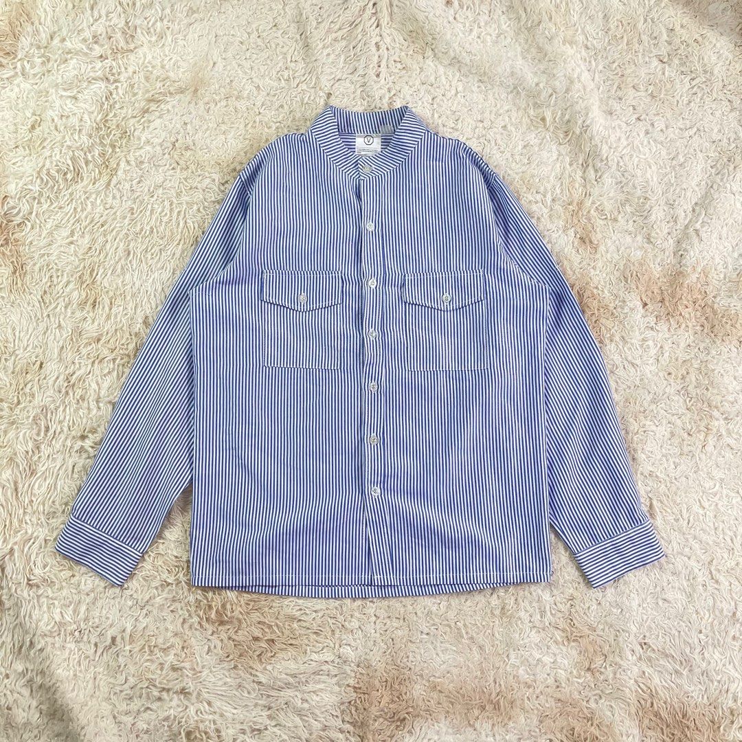 Visvim Band collar shirt (Category: Formal Shirts) located in Cavite. Submitted by grazyluxe (Listing ID 1398246764, Image 1). Description: Visvim Band collar shirt Details: - Verygood Condition - 9/10 Overall Usage - Stripes Size: *Flat Measurements: - Width: 21.5 inches - Length: 28 inches 1100php Free Shipping..