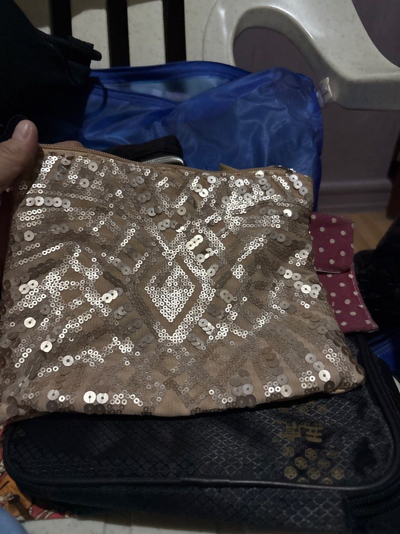 9 pcs Assorted Bags and Pouches (take-all) (Category: Purses & Pouches) located in Marikina City. Submitted by savedbygracephb (Listing ID 1398405158, Image 3). Description: - Sequence beige pouch - Peppa Pig coin purse - Blue Medichem Pharmaceuticals pouch - Black Victoria's Secret London 2012 pouch - Anais Anais Beige - Black drawstring bag with "I am a Child of God" print - Patterned pouch Used. Need labhan. Manage your expectations.